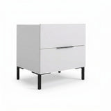 Noptiera Adore Oryana, 2 sertare, Alb - Nuc, 55x59x44 cm - Alb