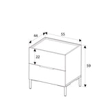 Noptiera Adore Oryana, 2 sertare, Alb - Nuc, 55x59x44 cm - Alb