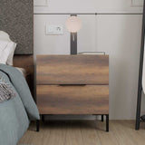 Noptiera Adore Oryana, 2 sertare, Alb - Nuc, 55x59x44 cm - Nuc