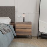 Noptiera Adore Oryana, 2 sertare, Alb - Nuc, 55x59x44 cm - Nuc