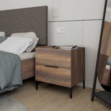 Noptiera Adore Oryana, 2 sertare, Alb - Nuc, 55x59x44 cm - Nuc