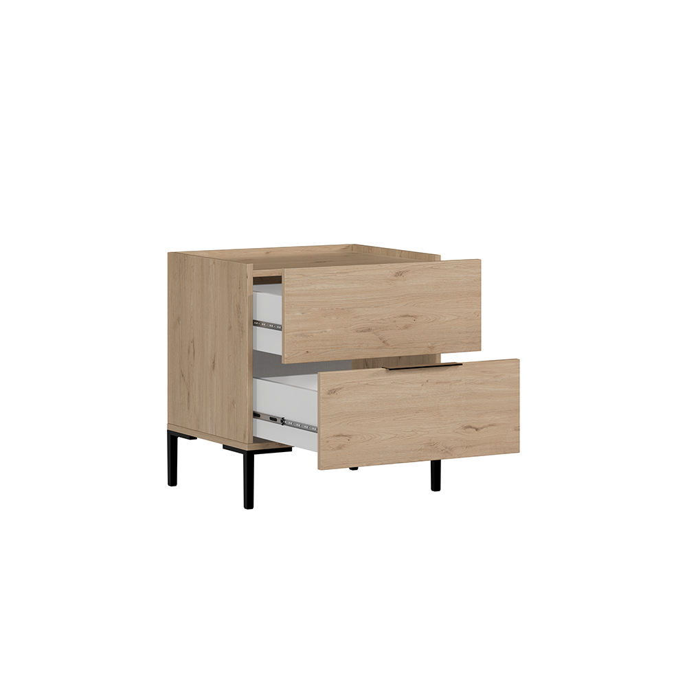 Noptiera Adore Oryana, 2 sertare, Alb - Nuc, 55x59x44 cm - Stejar