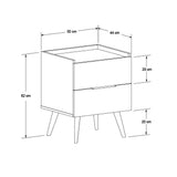 Noptiera Adore Oryana, 2 sertare, Alb - Nuc, 55x59x44 cm - Stejar