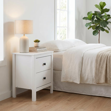 Noptiera Adore Rustic, 2 sertare, Alb, 46x61x39 cm