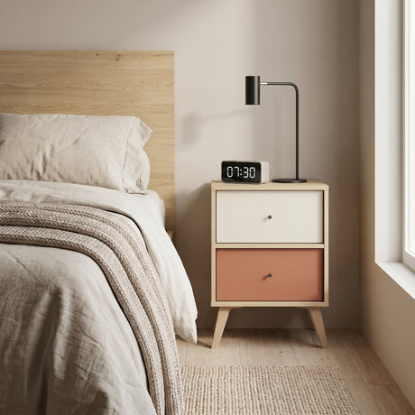 Noptiera Adore Tiffany, 2 sertare, Multicolor, 44 x 61 x 44 cm