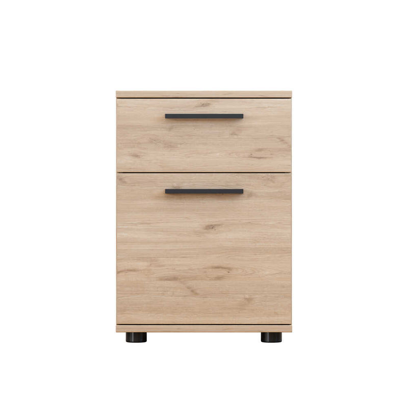 Noptiera Adore White, 2 sertare, Usa reversibila, Alb - Stejar, 40x57x41 cm