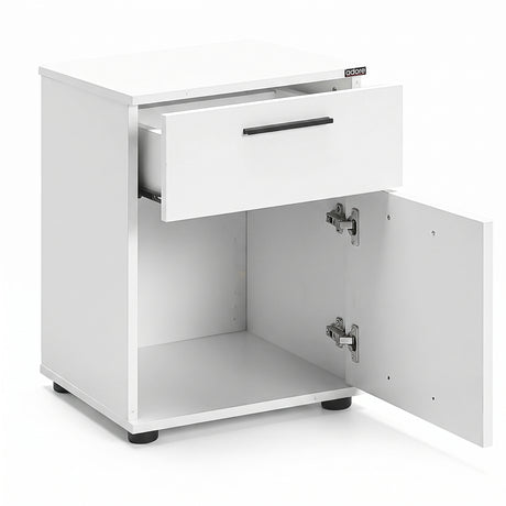 Noptiera Adore White, 2 sertare, Usa reversibila, Alb, 40x57x41 cm