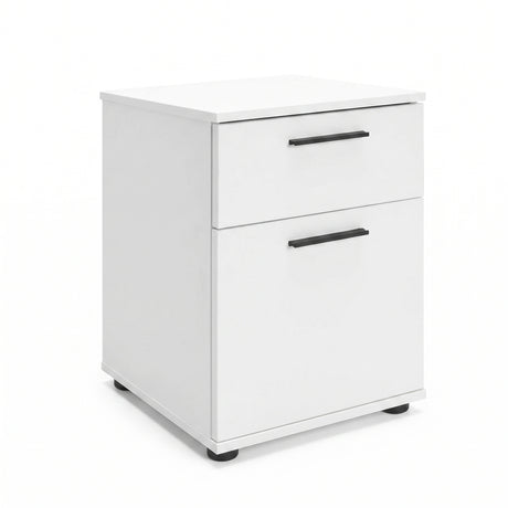 Noptiera Adore White, 2 sertare, Usa reversibila, Alb, 40x57x41 cm