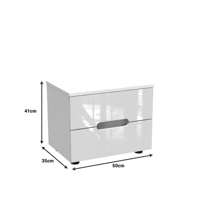 Noptiera Afina mdf Alb, lucios, 50x35x41 cm, detaliu produs