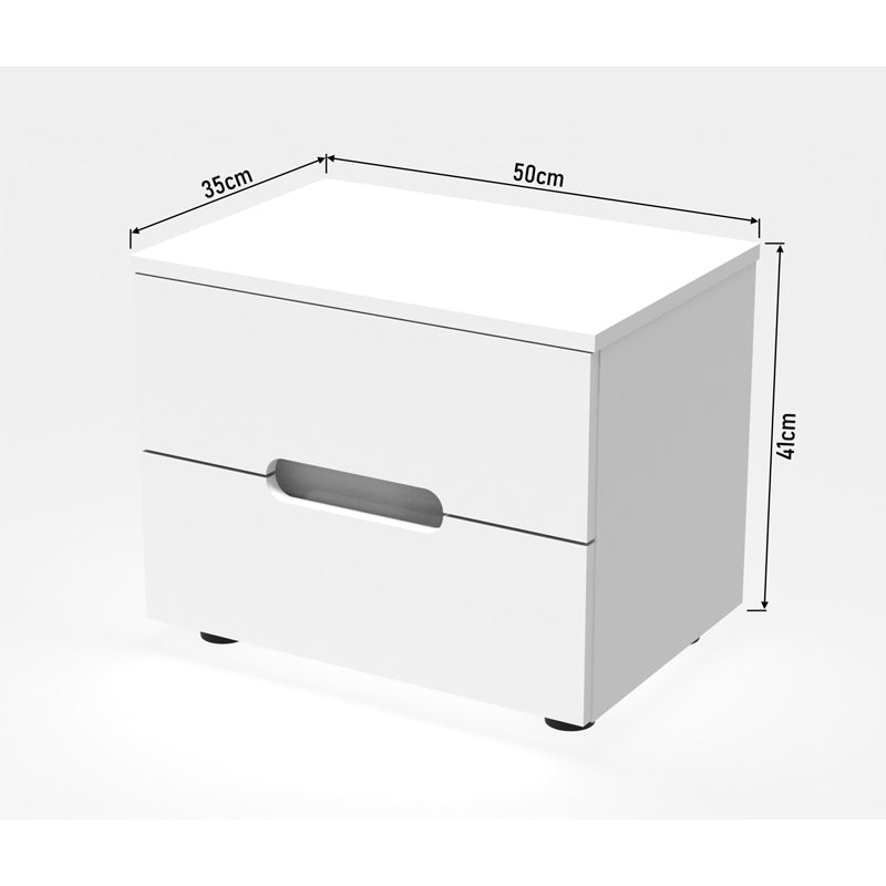Noptiera Afina mdf Alb, lucios, 50x35x41 cm, foto produs 6