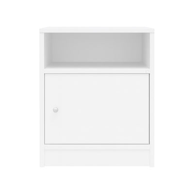 Noptiera cu dulap Foly, Alb, Lemn, 40x40x50 cm, perspectiva suplimentara
