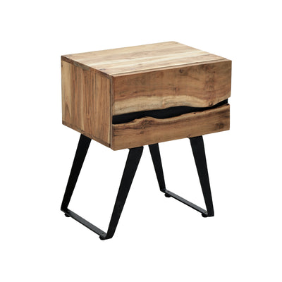 Noptiera cu functie de depozitare Imena, Lemn de Acacia, Natural, 45x35x56 cm, imagine suplimentara