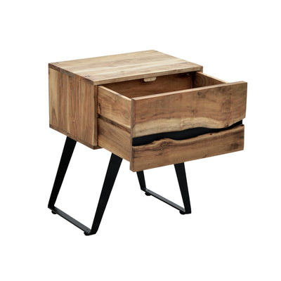 Noptiera cu functie de depozitare Imena, Lemn de Acacia, Natural, 45x35x56 cm, detaliu produs