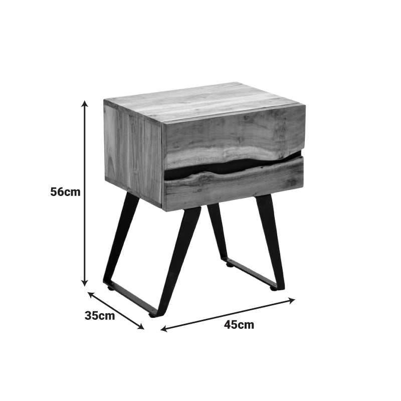 Noptiera cu functie de depozitare Imena, Lemn de Acacia, Natural, 45x35x56 cm