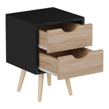 Noptiera Selma, Lemn de pin, 30x30x45 cm - Negru-Sonoma