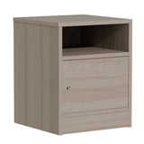 Noptiera Foly cu cabinet din stejar, gri, 40x40x50 cm - Alb