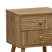 Noptiera Historic cu 2 sertare lemn, Natural, 38x32x54 cm, detaliu produs