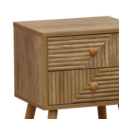 Noptiera Historic cu 2 sertare lemn, Natural, 38x32x54 cm, detaliu produs