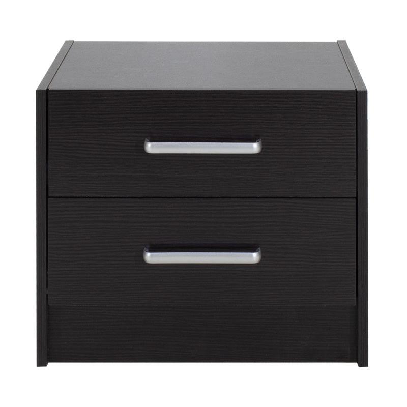 Noptiera Olympus cu 2 sertare, Natural - Alb, 47x40x40 cm - Negru