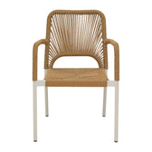 Norture fotoliu stivuibil din aluminiu cadru alb-rattan, Natural, 57x61x85 cm, perspectiva suplimentara