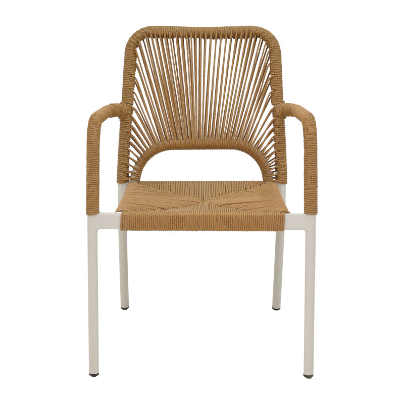 Norture fotoliu stivuibil din aluminiu cadru alb-rattan, Natural, 57x61x85 cm, perspectiva suplimentara
