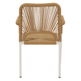 Norture fotoliu stivuibil din aluminiu cadru alb-rattan, Natural, 57x61x85 cm