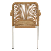 Norture fotoliu stivuibil din aluminiu cadru alb-rattan, Natural, 57x61x85 cm, foto produs