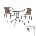mobilier de gradina Obbi-Watson set de 3 mese de sufragerie maro din metal-pe ratan60x60x70 cm