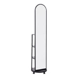 Oglinda pe role cu rafturi Espero, Alb, 34x170 cm - Negru