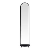 Oglinda pe role cu rafturi Espero, Alb, 34x170 cm - Negru