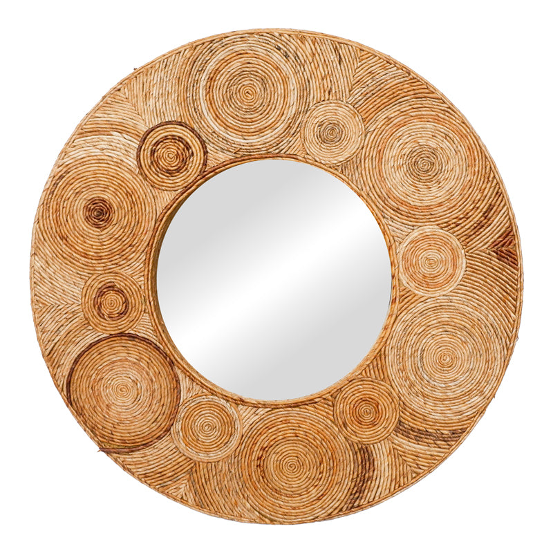 Oglinda de perete (lemn de bananier) Klare Boho, Natural, 80x80 cm