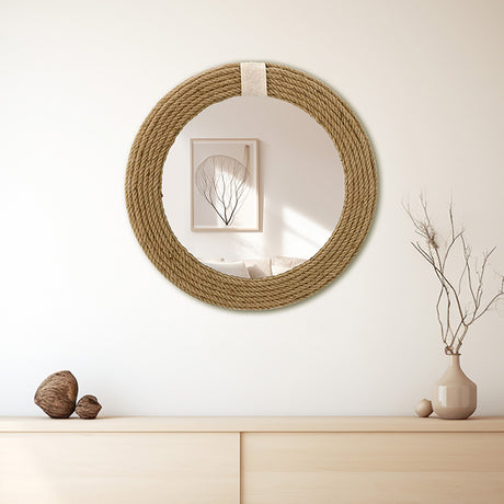 Oglinda de perete Rope, Natural, 60x60 cm