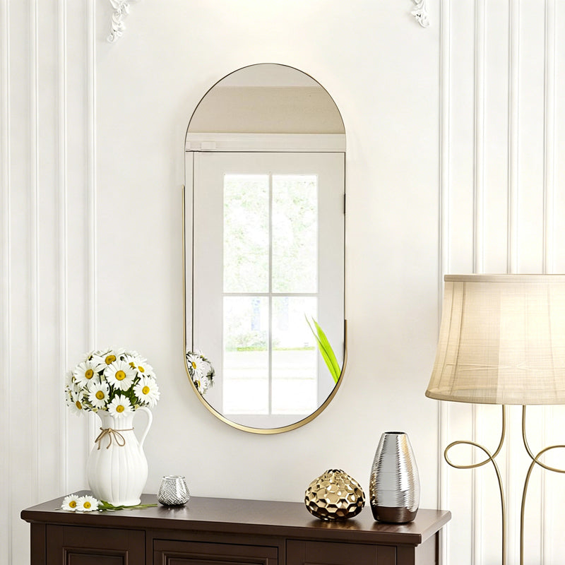 Oglinda decorativa Asteria, Metal, 45x5x105 cm - Auriu
