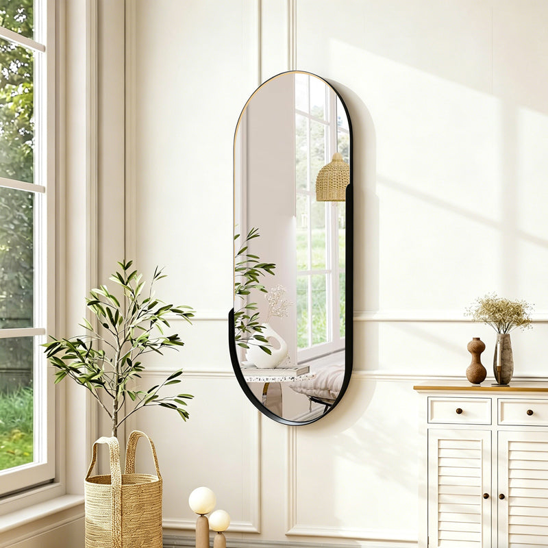 Oglinda decorativa Asteria, Metal, 45x5x105 cm - Negru