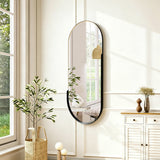 Oglinda decorativa Asteria, Metal, 45x5x105 cm - Negru