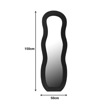 Oglinda decorativa Glinde, Catifea, Neagra, 90x150 cm
