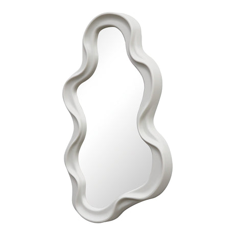 Oglinda decorativa Liquid cu rama, alba, 26x39 cm