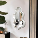 Oglinda decorativa Liquid cu rama, alba, 26x39 cm