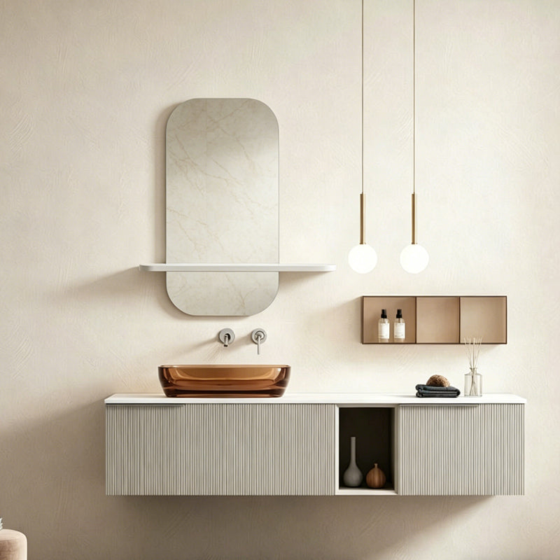 Oglinda decorativa Lunaria, MDF, 60x12x60 cm - Alb