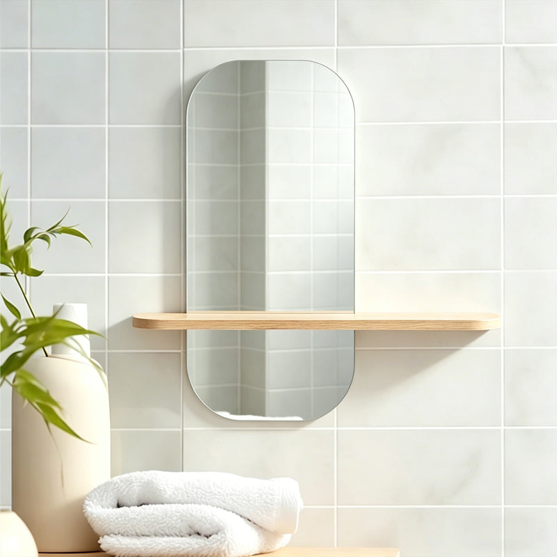 Oglinda decorativa Lunaria, MDF, 60x12x60 cm - Natural