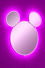 Oglinda decorativa Mickey Mirrorland, roz - alb - galben, 53x50 cm - Roz