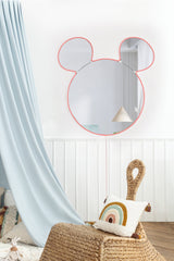 Oglinda decorativa Mickey Mirrorland, roz - alb - galben, 53x50 cm - Roz