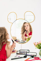 Oglinda decorativa Mickey Mirrorland, roz - alb - galben, 53x50 cm - Galben
