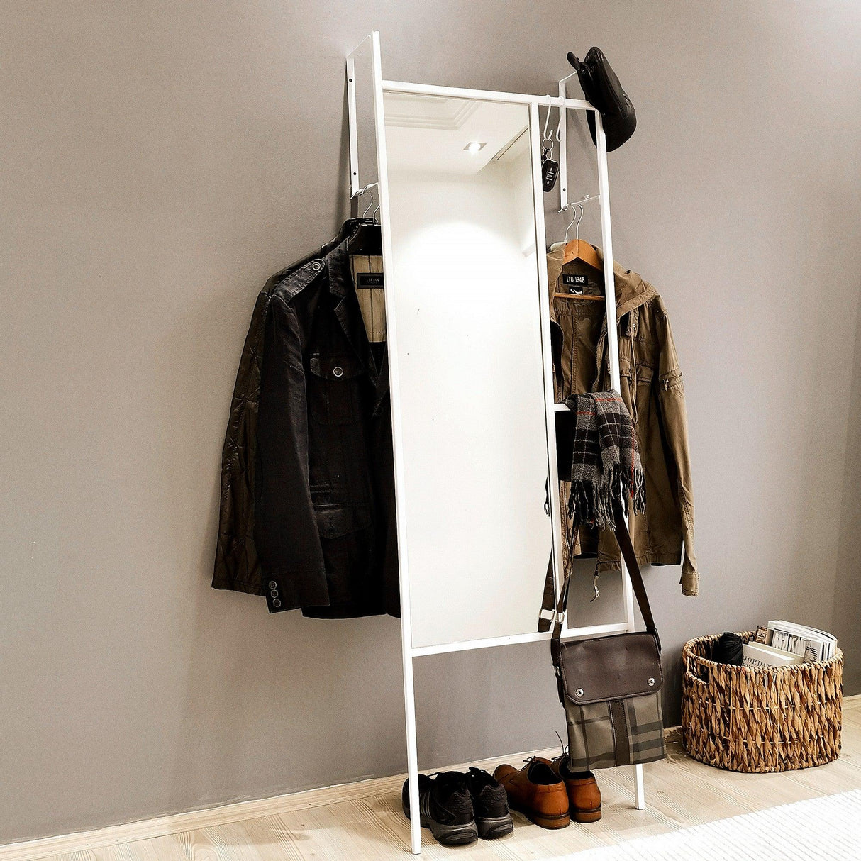 OGLINDĂ Dekoratif Boy Aynası / Vestiyer A900, Alb, 18x170x55 cm