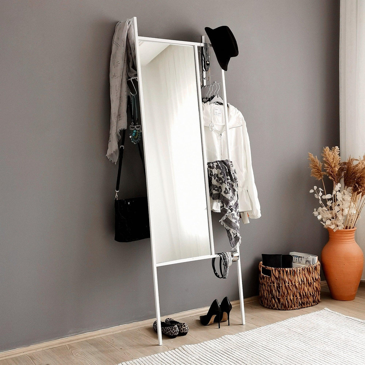 OGLINDĂ Dekoratif Boy Aynası / Vestiyer A900, Alb, 18x170x55 cm