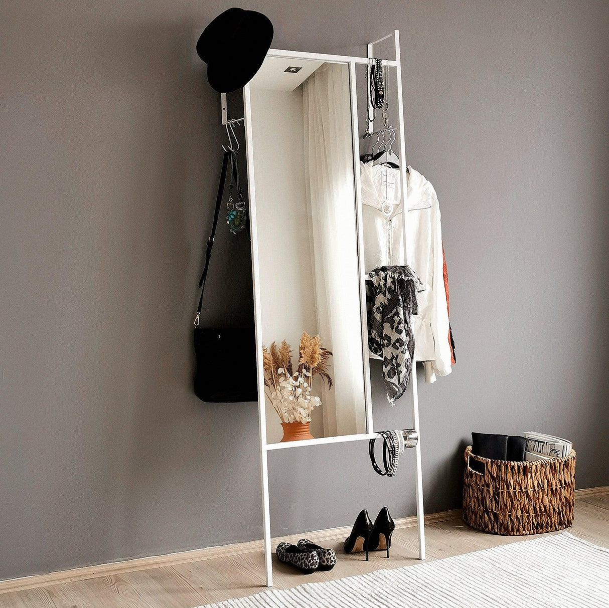 OGLINDĂ Dekoratif Boy Aynası / Vestiyer A900, Alb, 18x170x55 cm