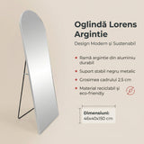 Oglinda Lorens, Aluminiu, Argintiu, 46x40x150 cm - Gri