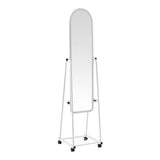 Oglinda pe roti cu raft Lomna, Negru, metal/, 38x37x160 cm - Alb
