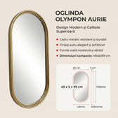 Oglinda Olympon, aurie, 49x99 cm, detaliu produs