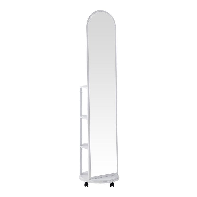 Oglinda pe role cu rafturi Espero, Alb, 34x170 cm - Alb